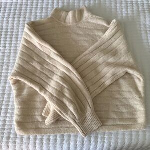 Cream Ribbed Women's Sweater